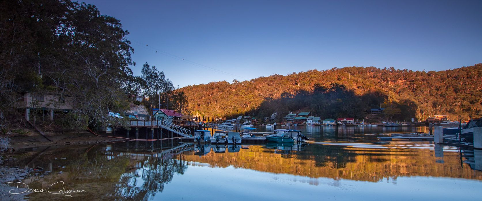 Berowra Waters surise looking back at the Ferry Sydney, Australia