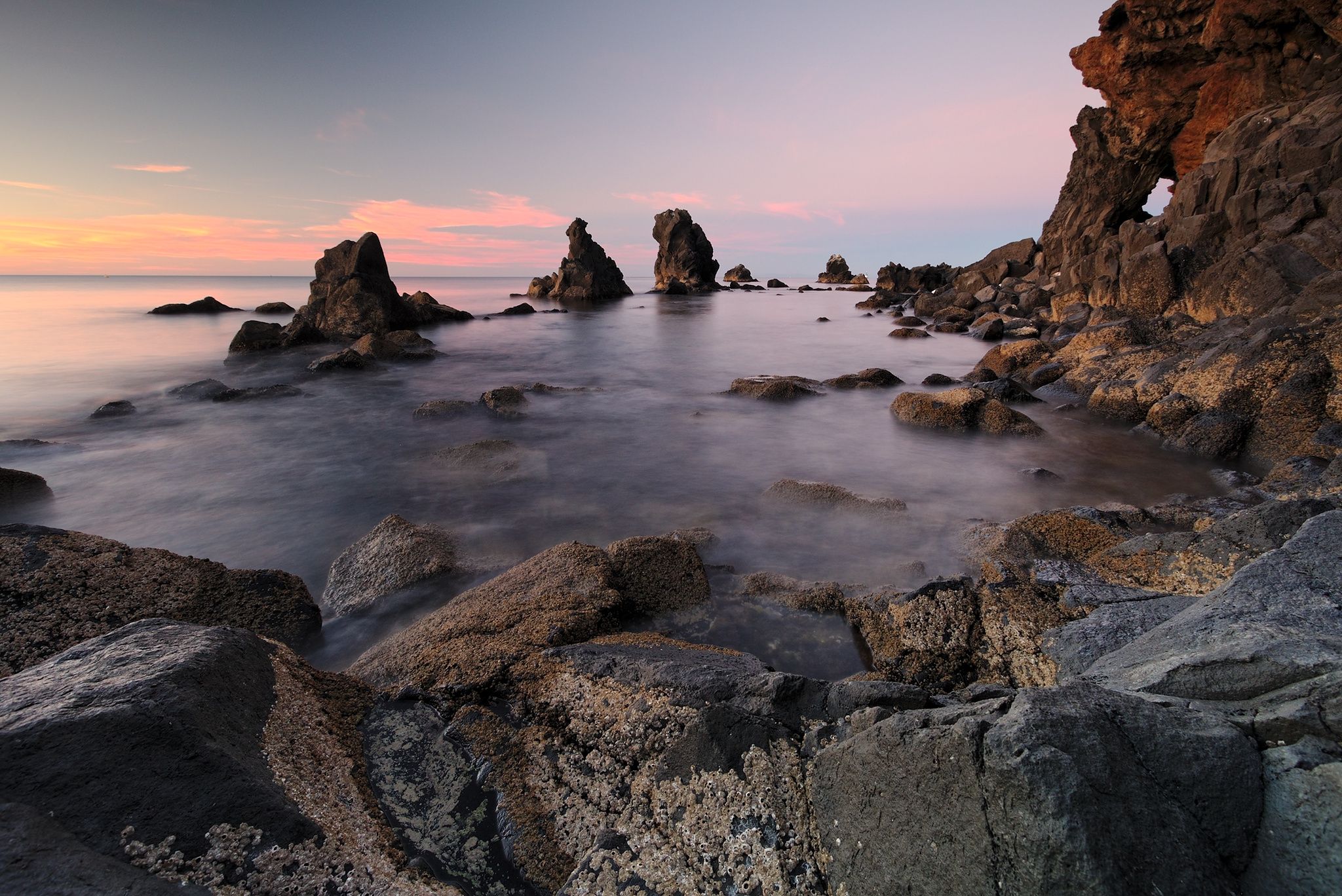 Cap d'Agde, 'La Conque' lava beach, France