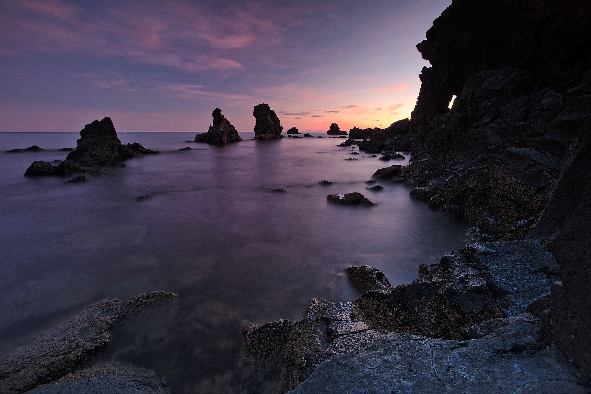 Cap d'Agde, 'La Conque' lava beach, France