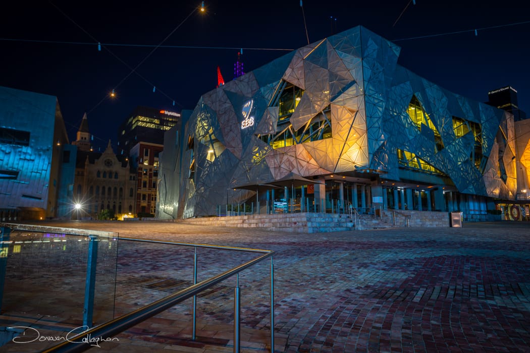 Federation Square pre dawn in Melbourne, Australia