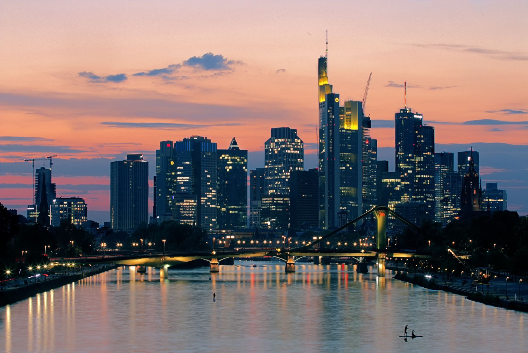 View from “Deutschherrenbridge“, Frankfurt am Main, Germany