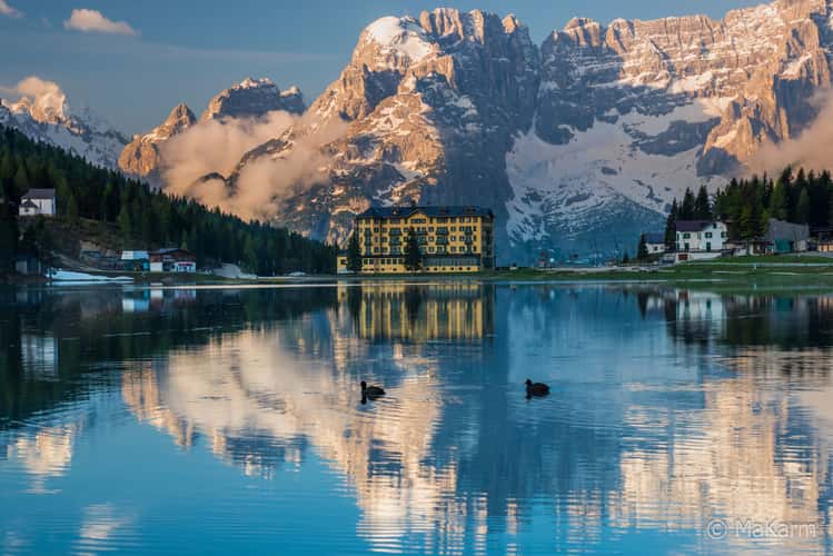 Hotel at Lake Misurina, Dolomites