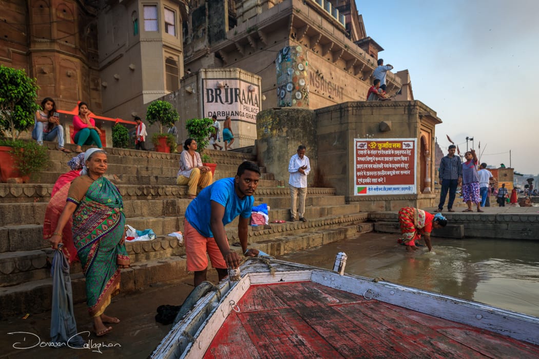 Launching a boat on the Ganges Varanasi, India