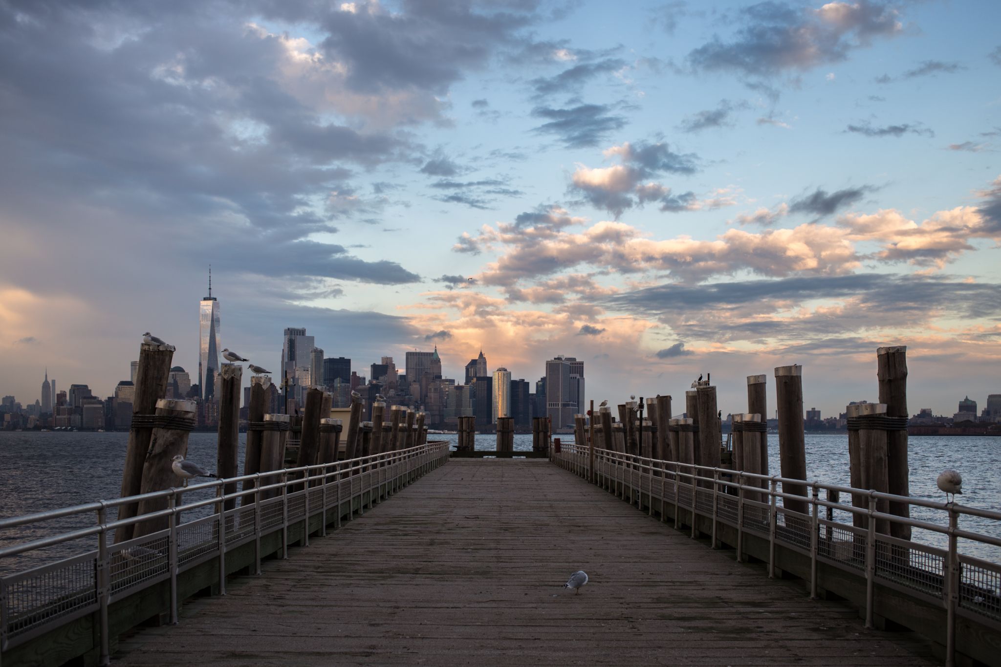 Lower Manhattan view from Liberty Island, USA