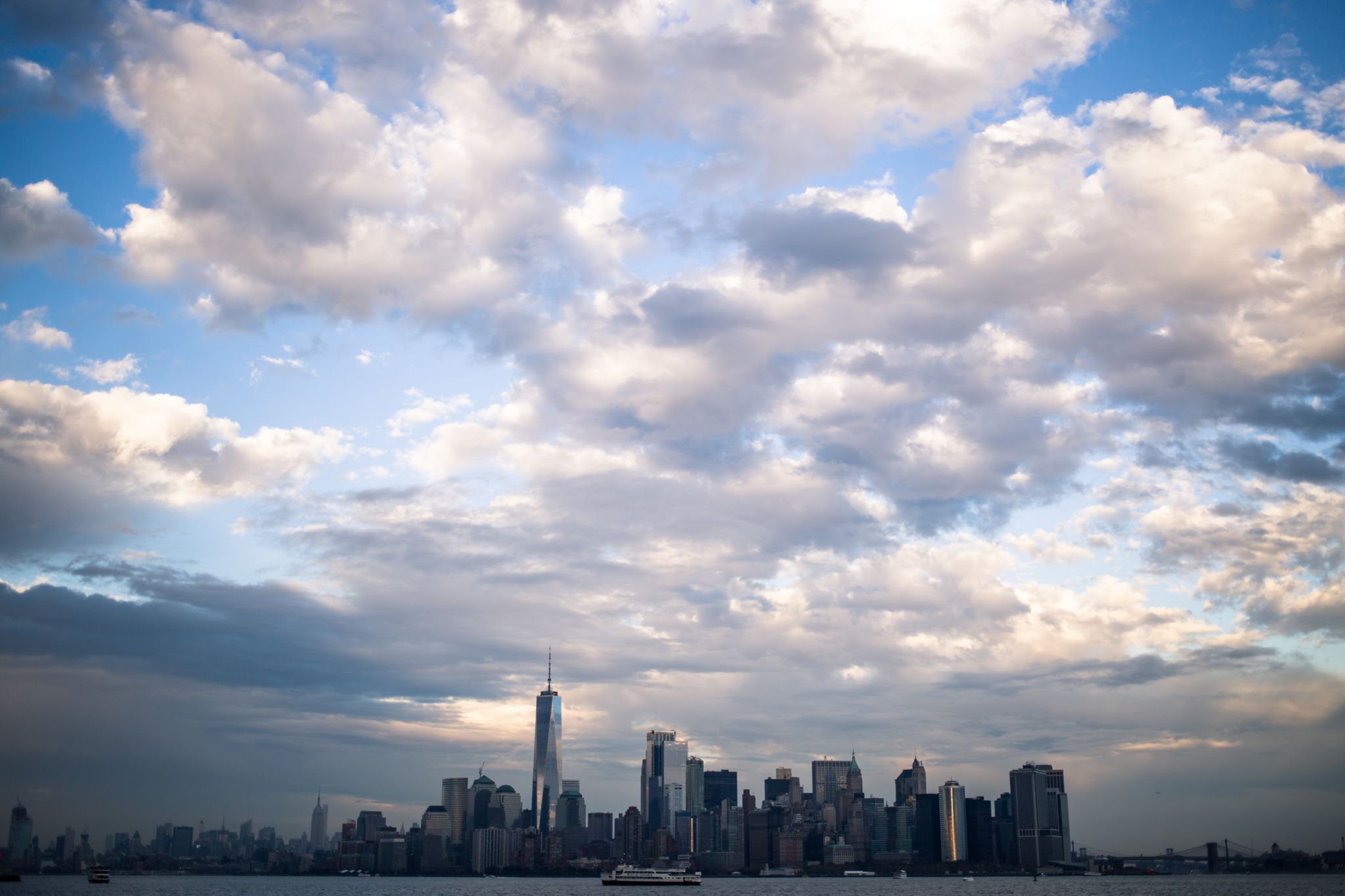 Lower Manhattan view from Liberty Island, USA