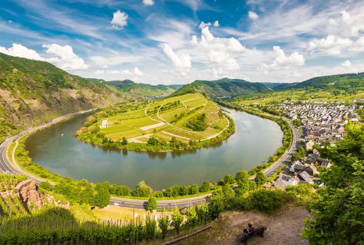 Lower panoramic view of Moselbogen, Bremm