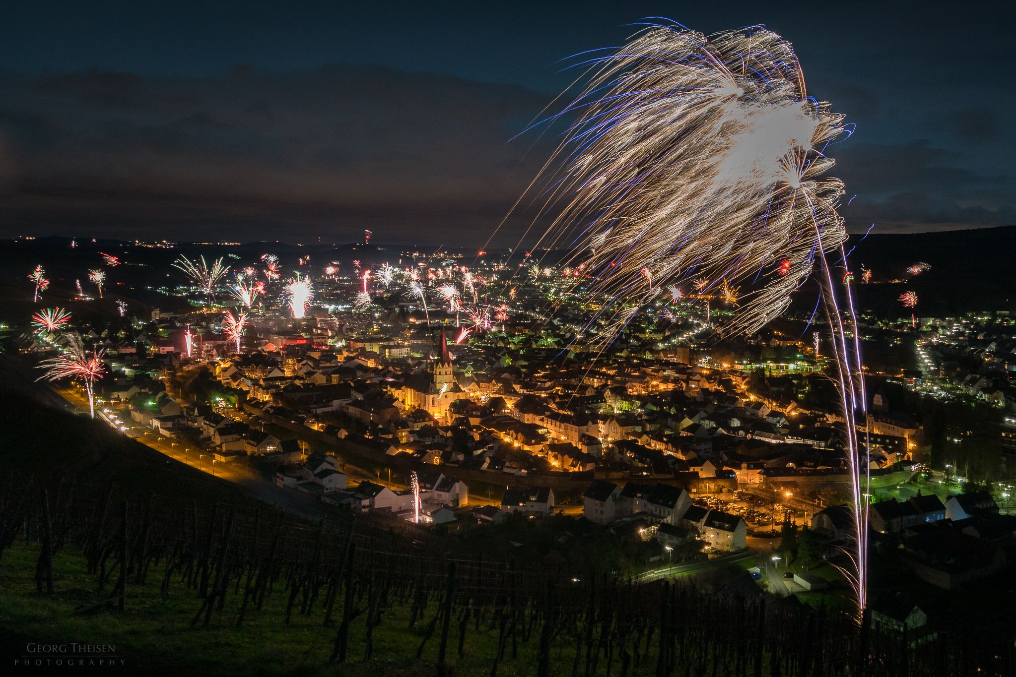 New Year's Eve Firework 2018 above Bad Neuenahr-Ahrweiler, Germany