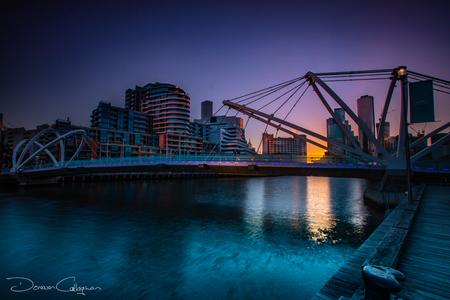 Seafarers Bridge Yarra River Melbourne sunrise