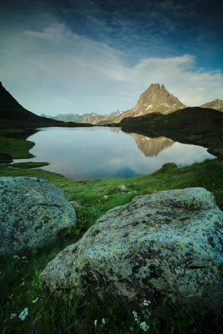 View on Ossau summit from Ayous lake, France