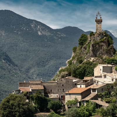 View towards Sigale after thunderstorm clearing, France