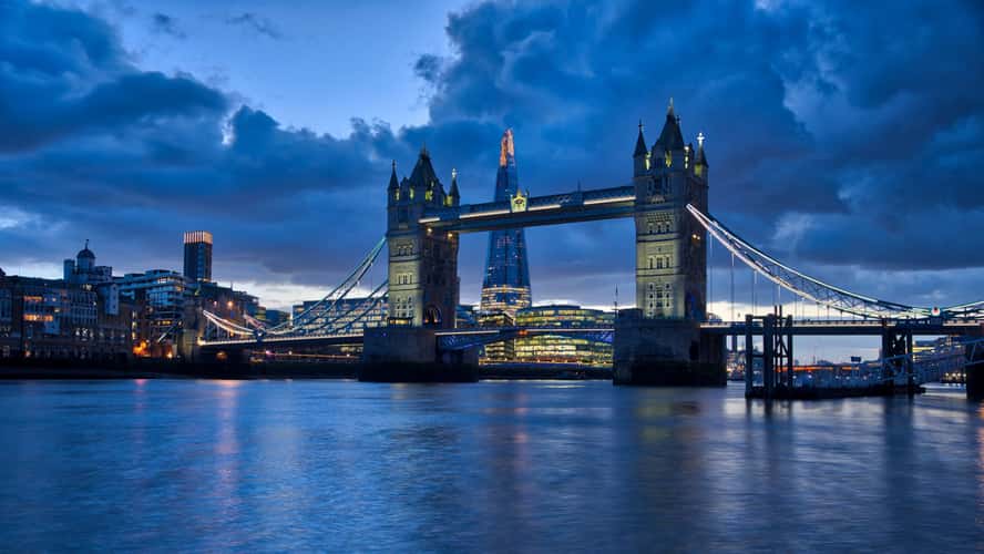 View to Tower Bridge and The Shard, London