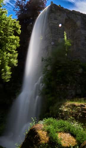 Aqueduct during water features in Bergpark Wilhelmshöhe