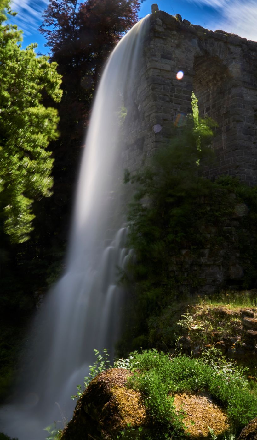 Aqueduct during water features in Bergpark Wilhelmshöhe, Germany