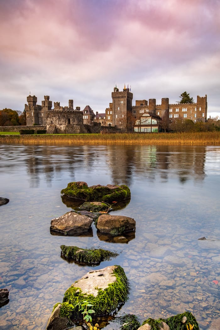 Ashford Castle stones across the lake, Ireland