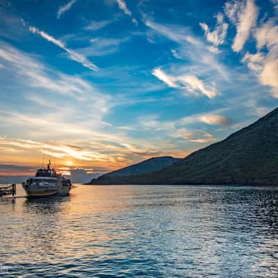 Docking at island of Vulcano sunrise, Italy