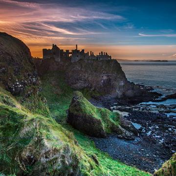 Dunlace Castle sunset County Antrim Northen Ireland, United Kingdom