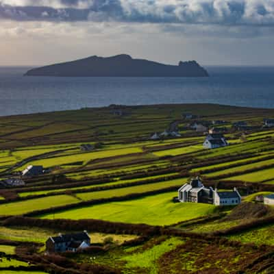 Dunquin Harbour the fields as you arrive, Ireland