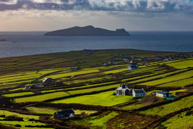 Dunquin Harbour the fields as you arrive