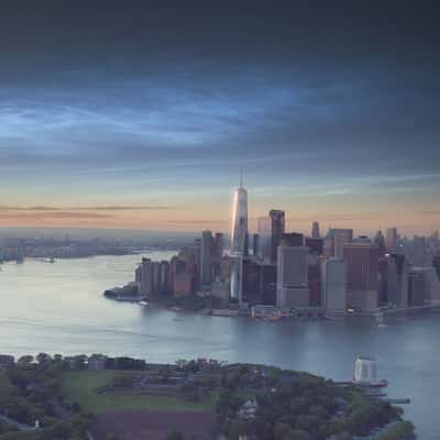 Helicopter View over Manhatten, New York City, USA