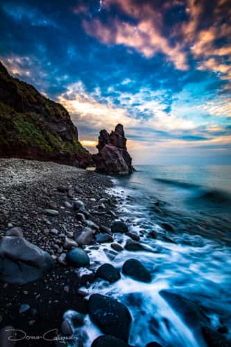 Island of Salina, Malfa Sea Stack sunset