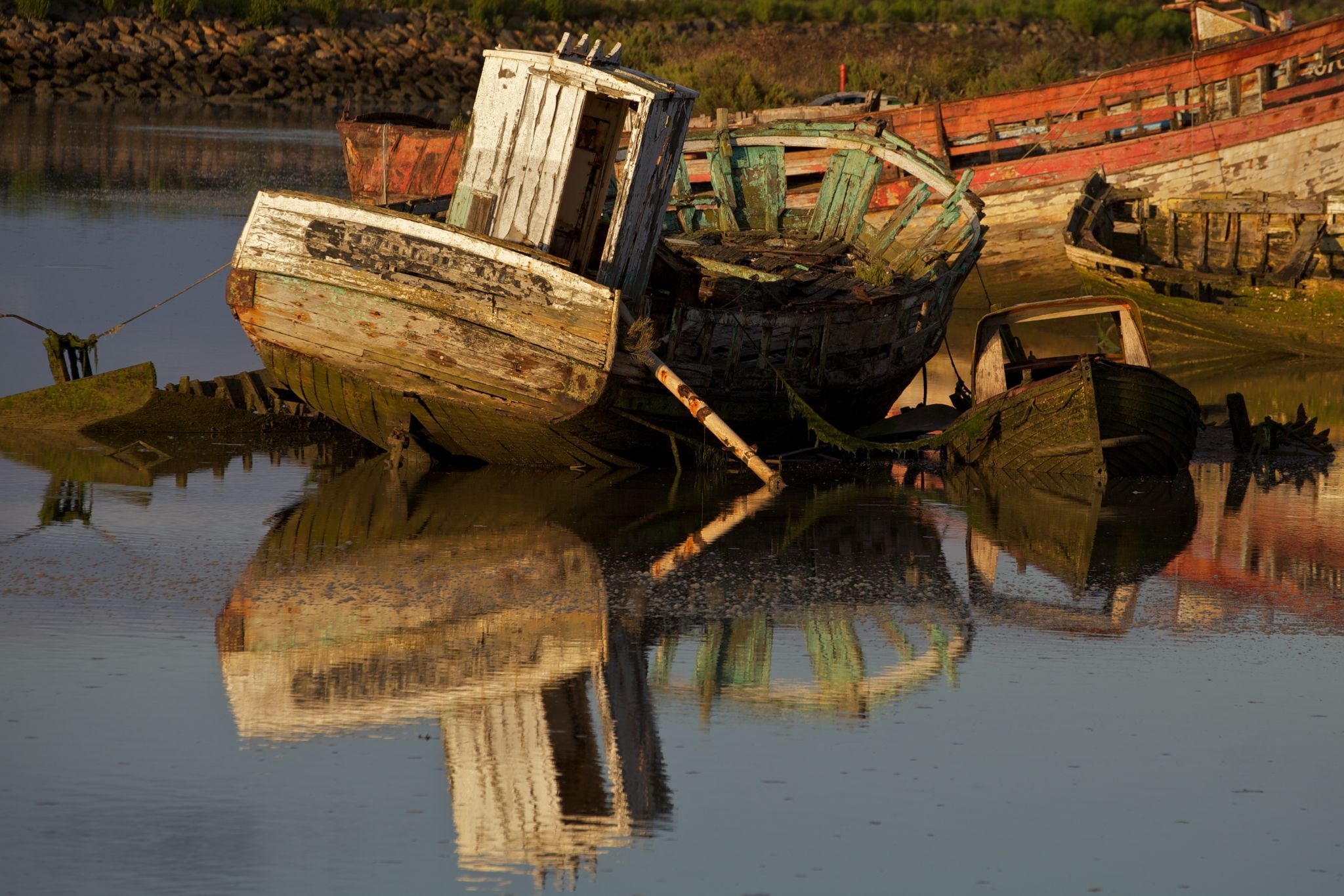 Boat wracks in Noirmoutier-en-l’Île, France