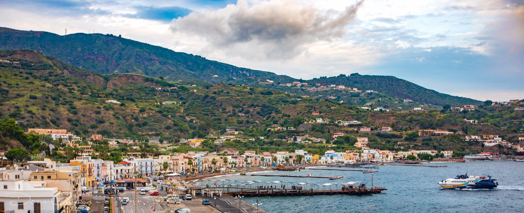 Lipari harbour from the castle, Italy