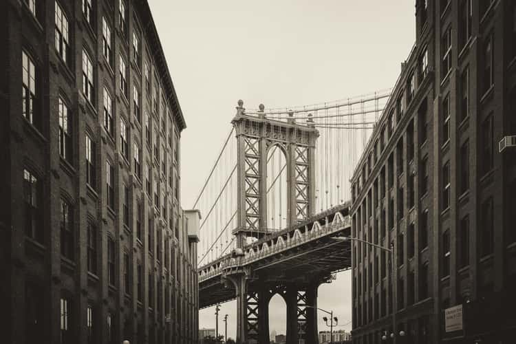 Manhattan Bridge from Washington St., New York City