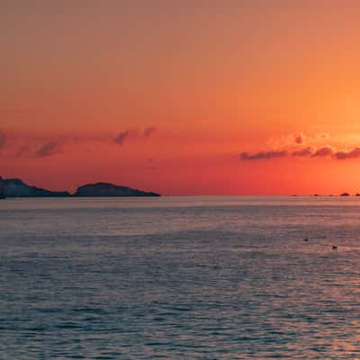 Panarea the sun is rising over the island of Dattilo, Italy