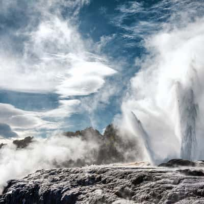 Pōhutu and Te Tohu Geysir, Rotoroua, New Zealand