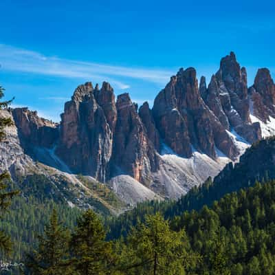 Rock out crop on road to Passo falzarego  Dolomites, Italy