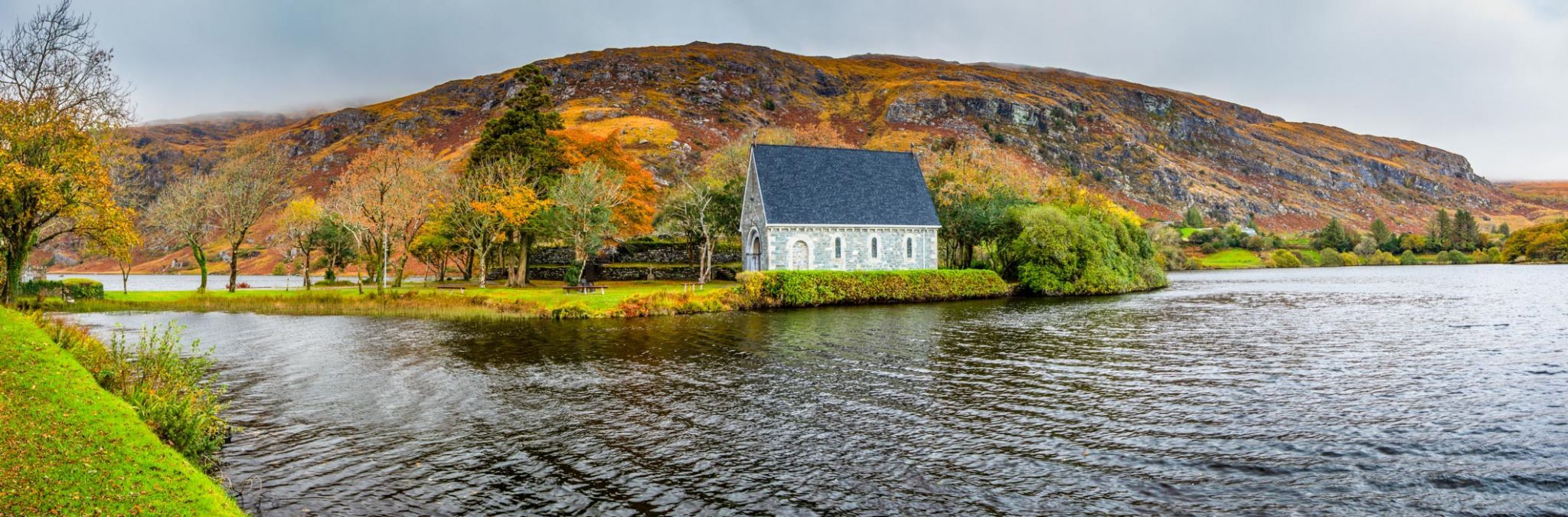St Finbarr's Oratory Pano Autumn Ballingeary, Co. Cork, Ireland