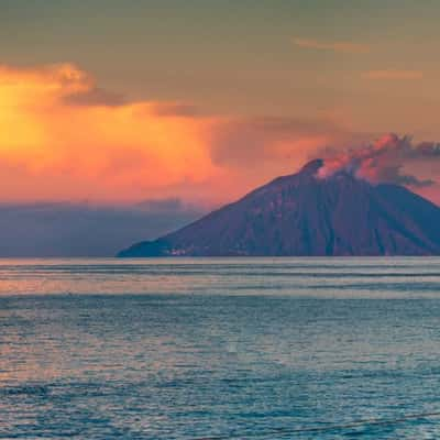 Sunset Stomboli from Panarea, Italy