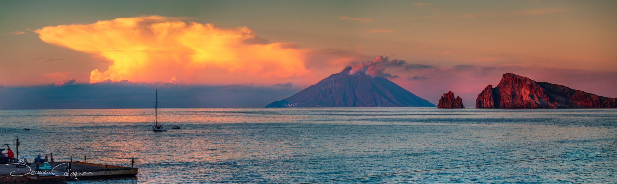 Sunset Stomboli from Panarea, Italy