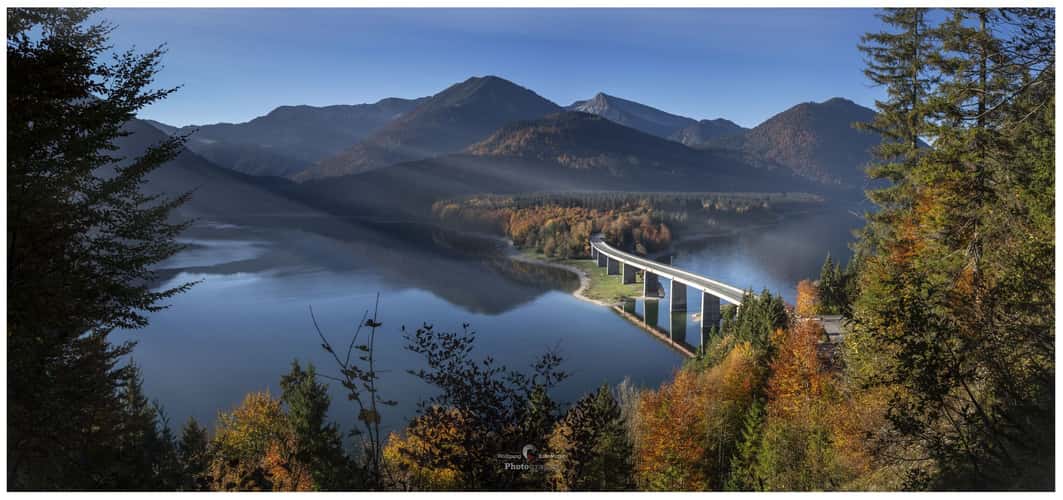 Sylvensteinstausee with the Faller-Klamm-Bridge