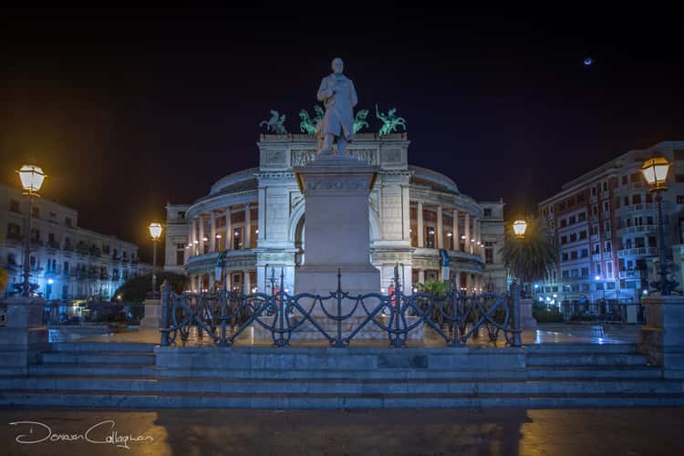 Teatro Politeama Palermo Sicily blue hour
