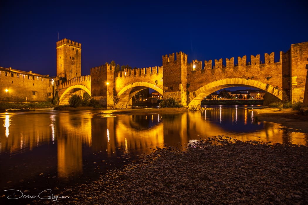 The Castel Vecchio Bridge blue hour Verona, Italy