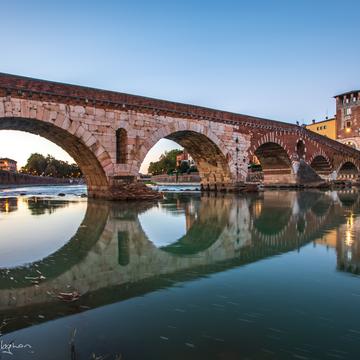 The Ponte Pietra Bridge Reflections Verona, Italy