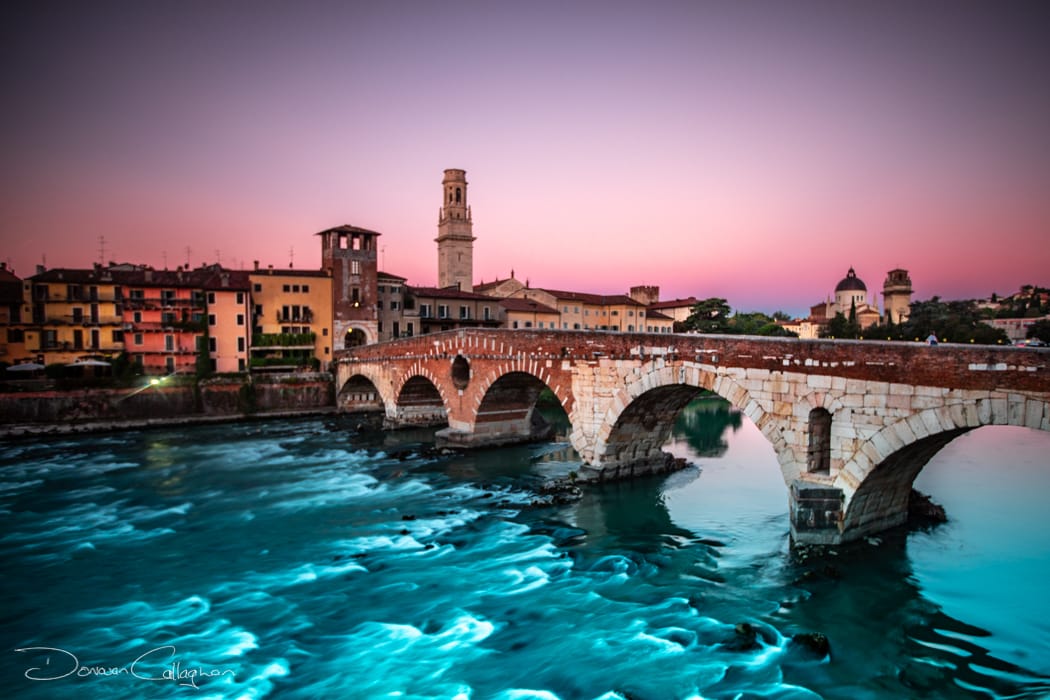 The Ponte Pietra Bridge sunrise Verona Italy, Italy
