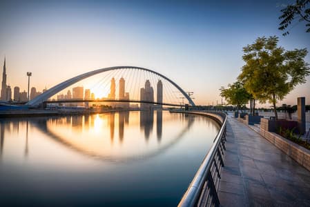 Dubai Water Canal with the Tolerance Bridge