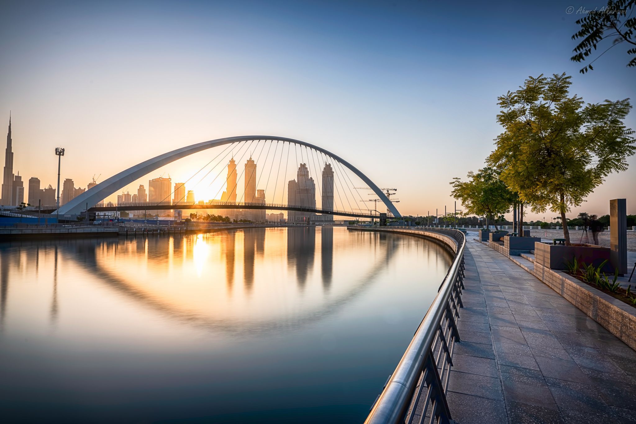 Dubai Water Canal with the Tolerance Bridge, United Arab Emirates