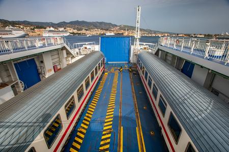 Train Carriages on a boat Messina
