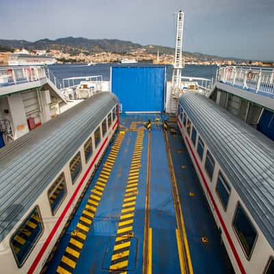 Train Carriages on a boat Messina, Italy