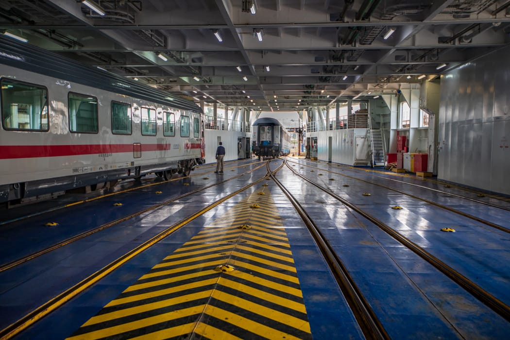 Train carriages removed from ship Italy, Italy