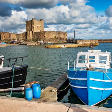 Carrickfergus Castle & fishing boats County Antrim, United Kingdom