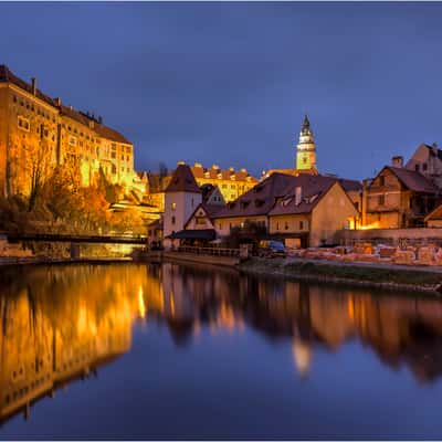 Castle view from the bank of the river, Czech Republic