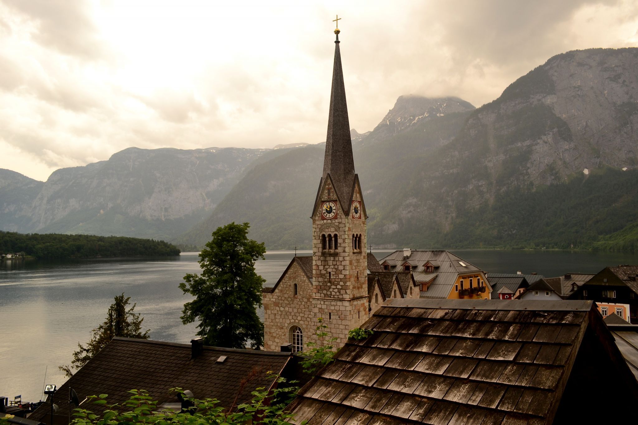 View of Hallstatt Lutheran Church, Austria
