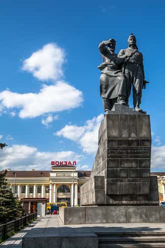 Monument at Yekaterinburg Train station