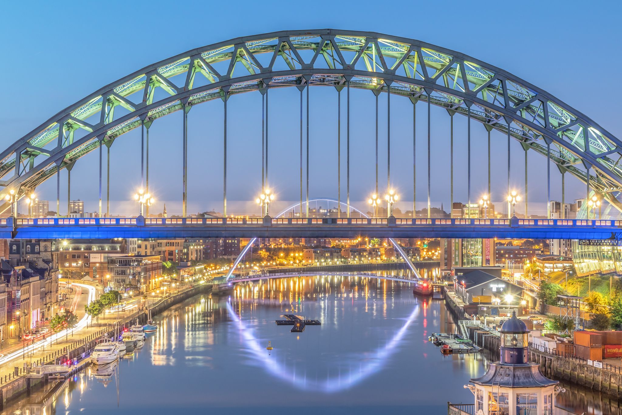 Newcastle upon Tyne Bridges Panorama View, United Kingdom