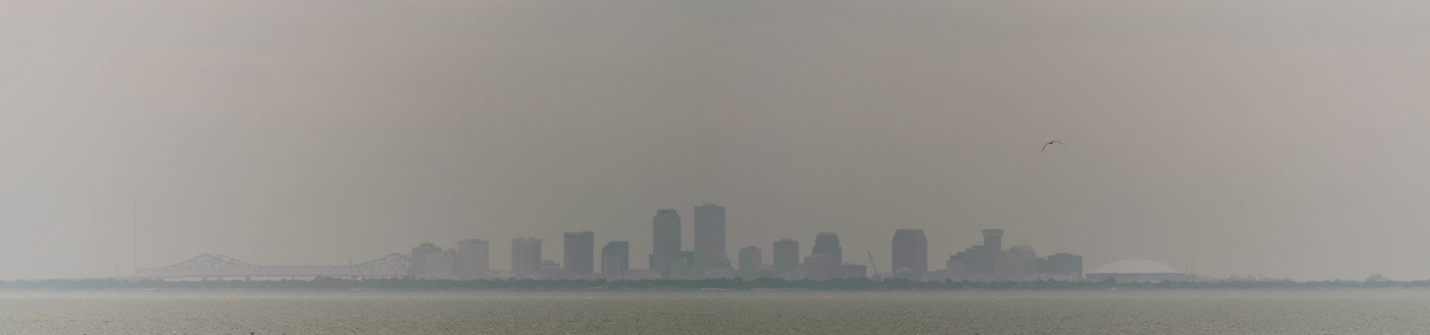 NOLA down town from Lake Pontchartrain Causeway, USA