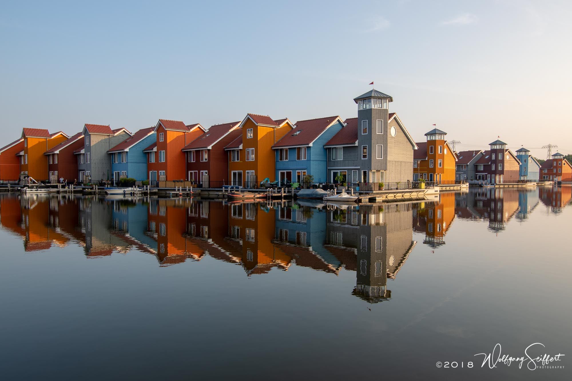 Colourful houses at Reitdiephaven, Netherlands